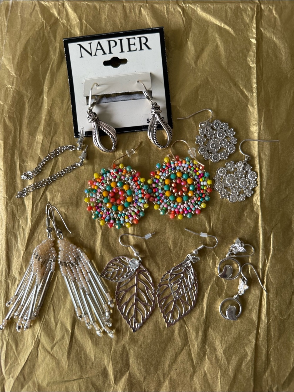 Jewelry Bundle – Napier & Statement Earrings Set (Silver Tone & Colorful Mix)